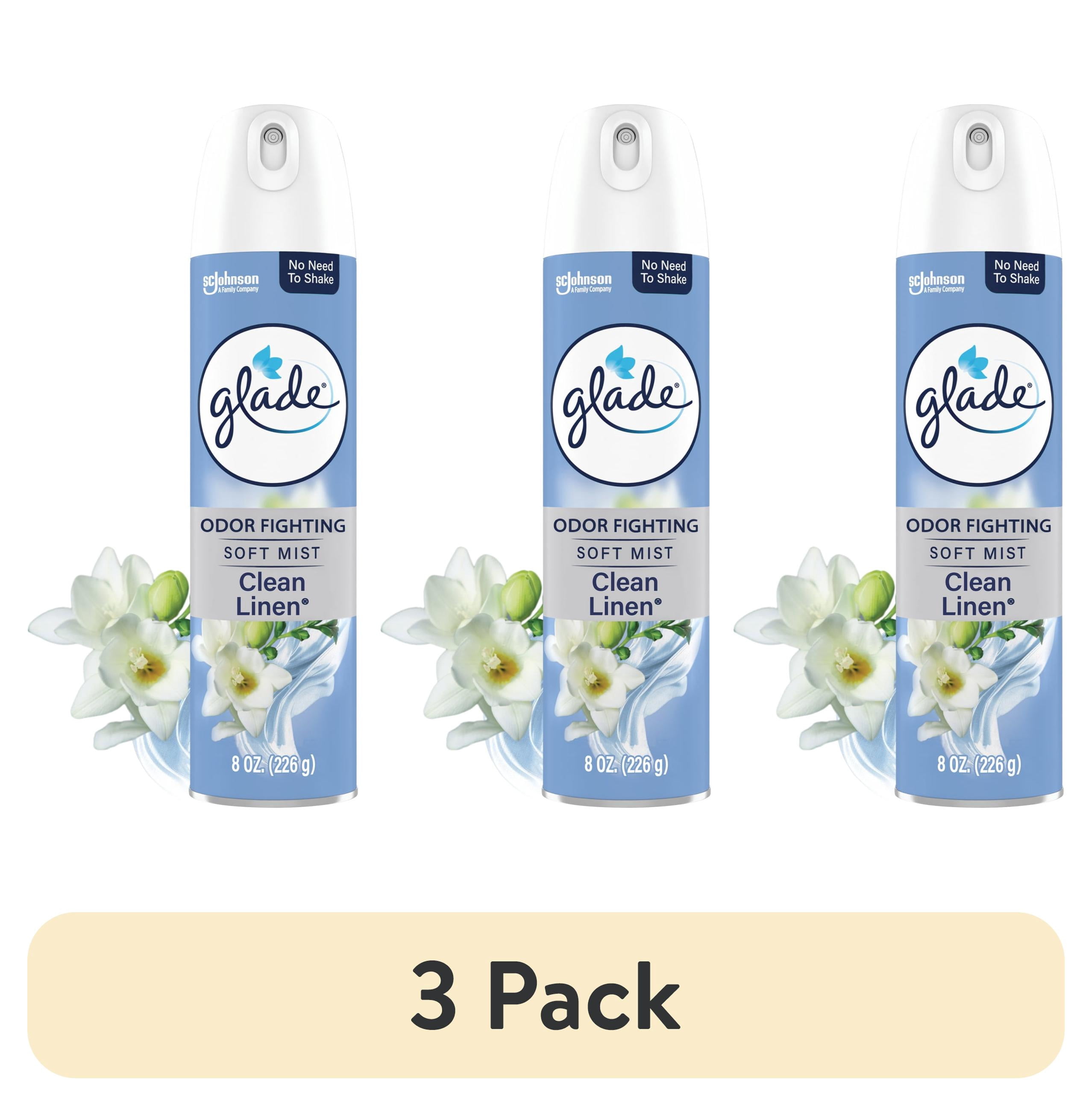 (6 pack) Glade Odor Fighting Soft Mist Air Freshener Room Spray, Clean Linen, 8.0oz, 1pk
