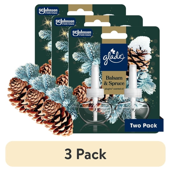 (3 pack) Glade® PlugIns® Refills Air Freshener, Christmas Stocking Stuffer Balsam & Spruce, 1.34oz., 2 Count