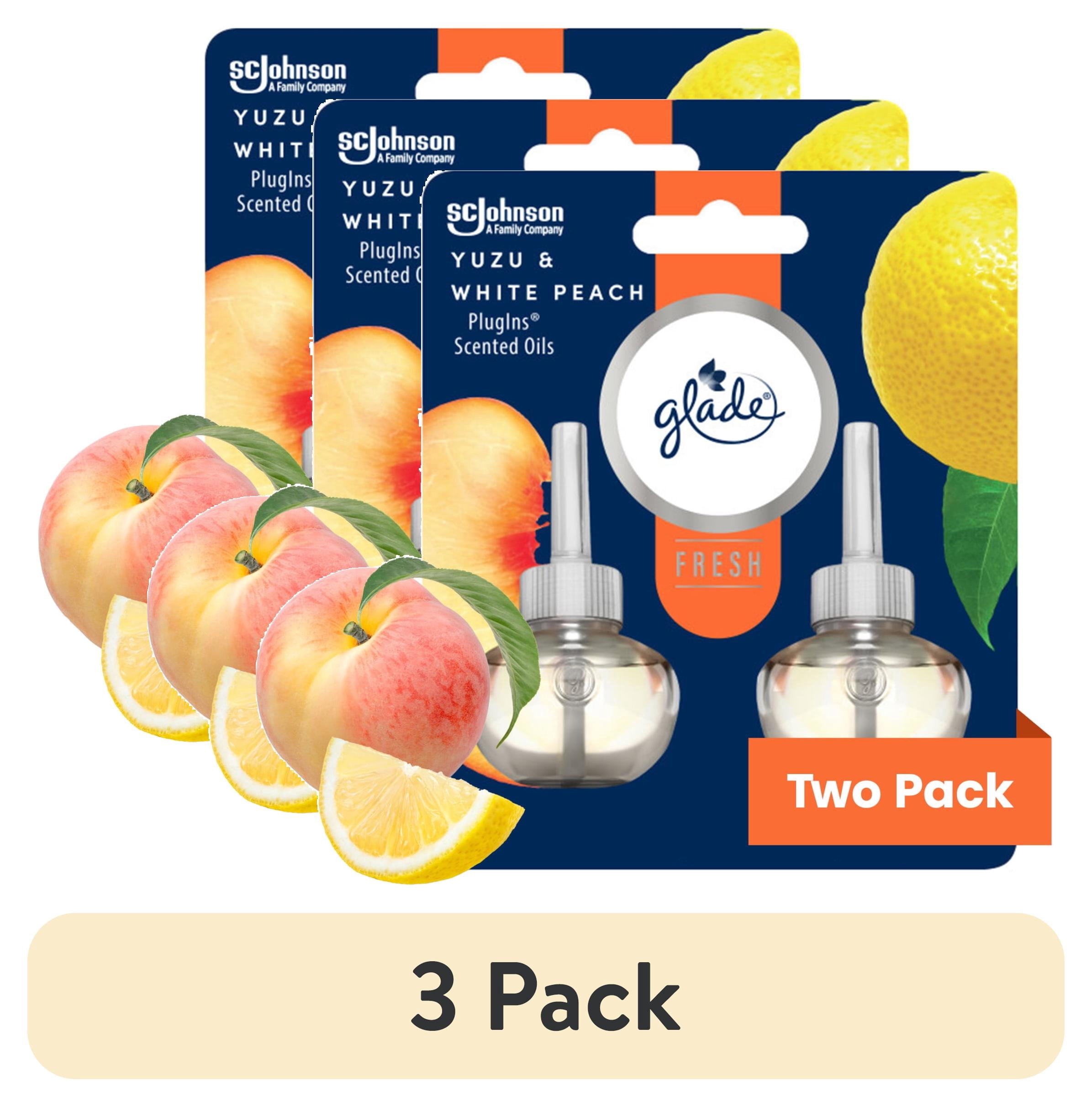 (3 pack) Glade PlugIns Scented Oil Refills, Air freshener, Yuzu Peach, Infused with Essential Oils, 0.67 oz, 2 Count