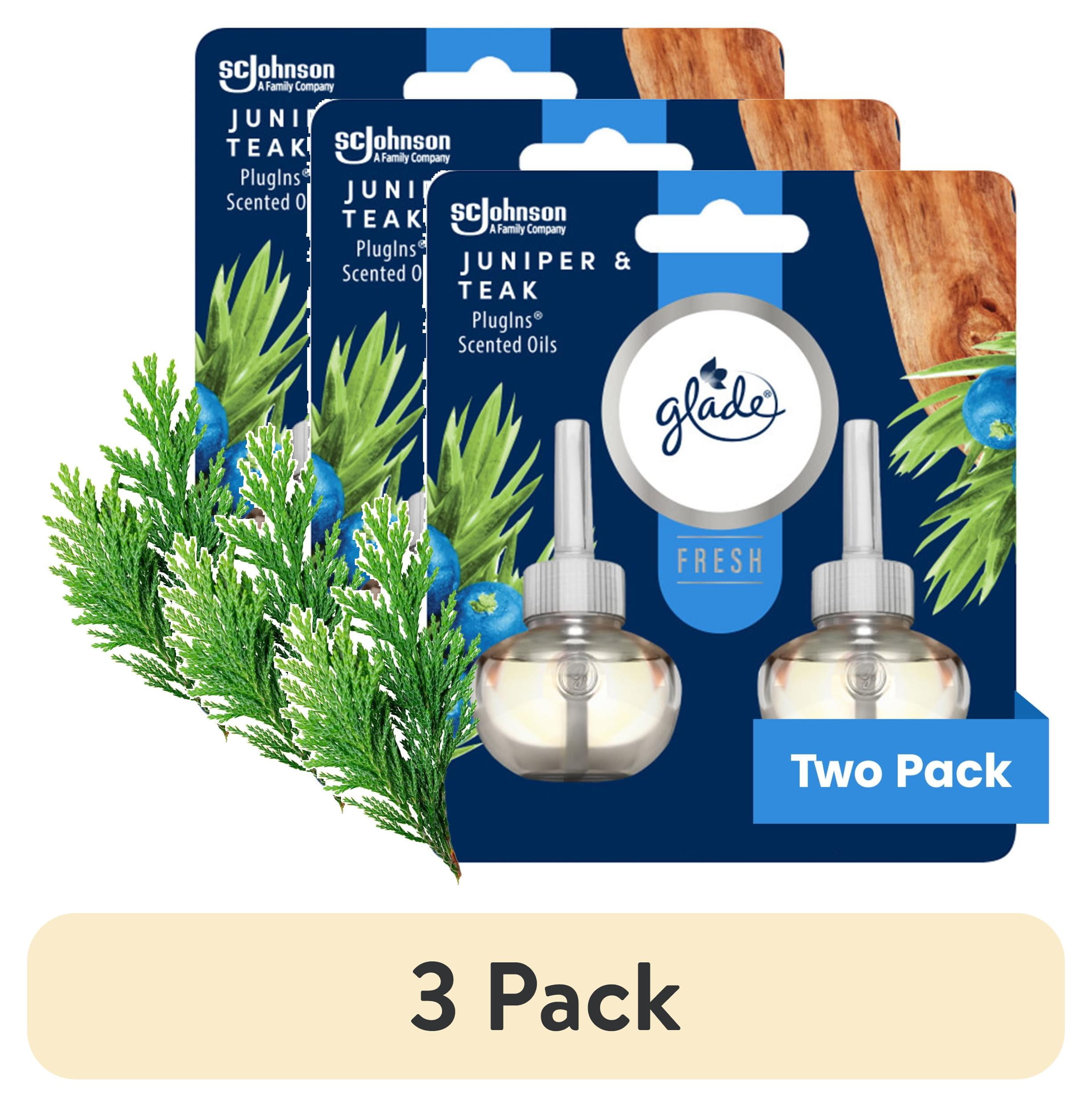 (3 pack) Glade PlugIns Scented Oil Refills, Air freshener,&nbsp;Juniper & Teak, Infused with Essential Oils, 0.67 oz, 2 Count