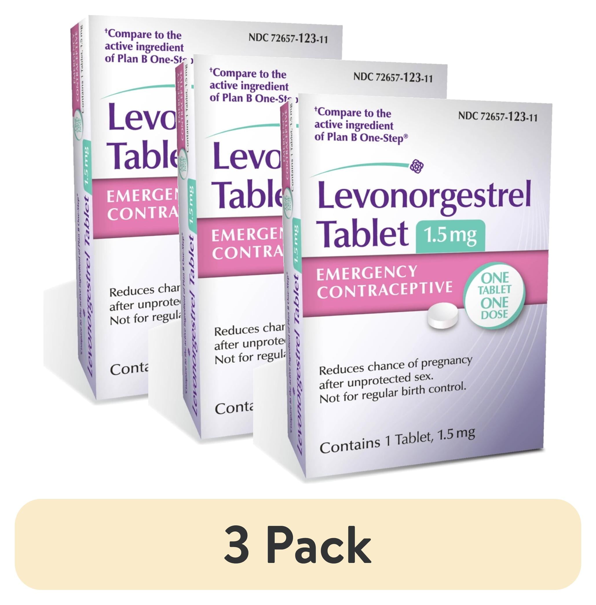 (3 pack) Glenmark Therapeutics Emergency Contraceptive Tablet, Levonorgestrel 1.5mg, Reduces Chance of Pregnancy After Unprotected Sex