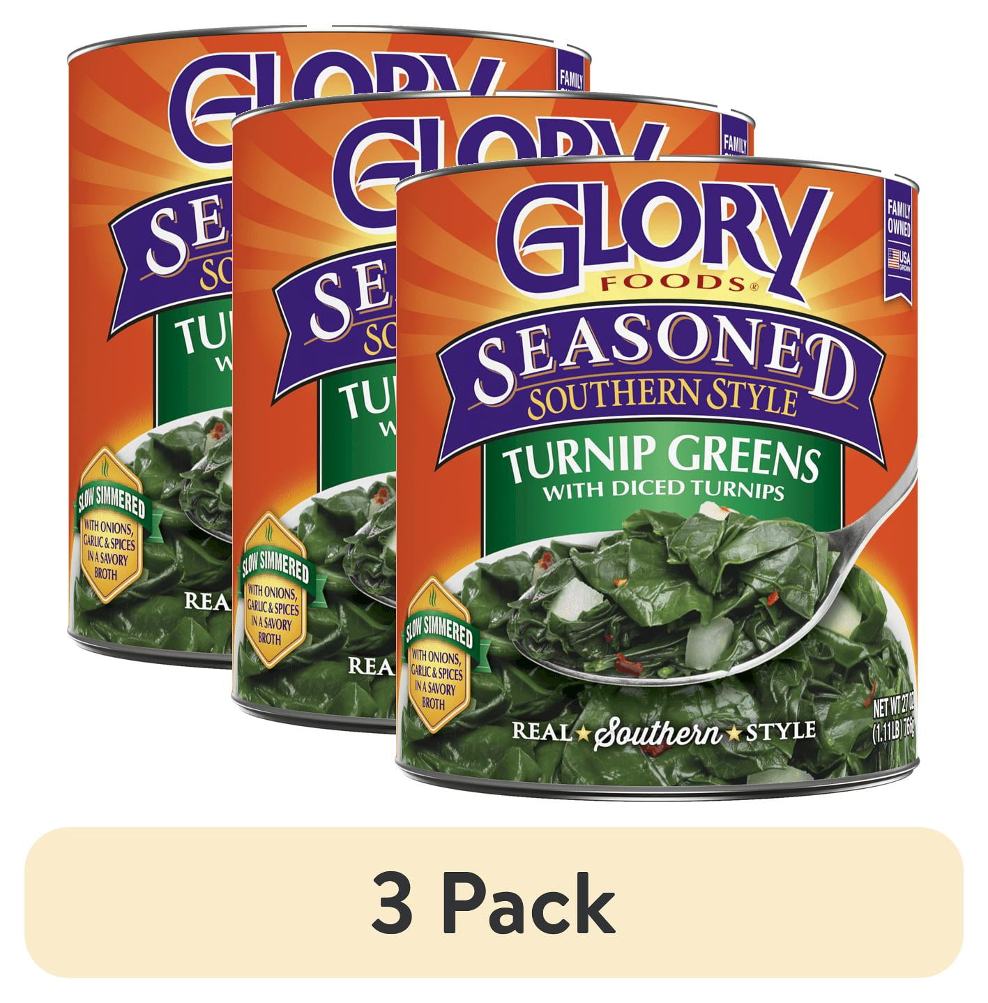 (3 pack) Glory Foods Seasoned Turnip Greens with Turnips, 27 oz Can