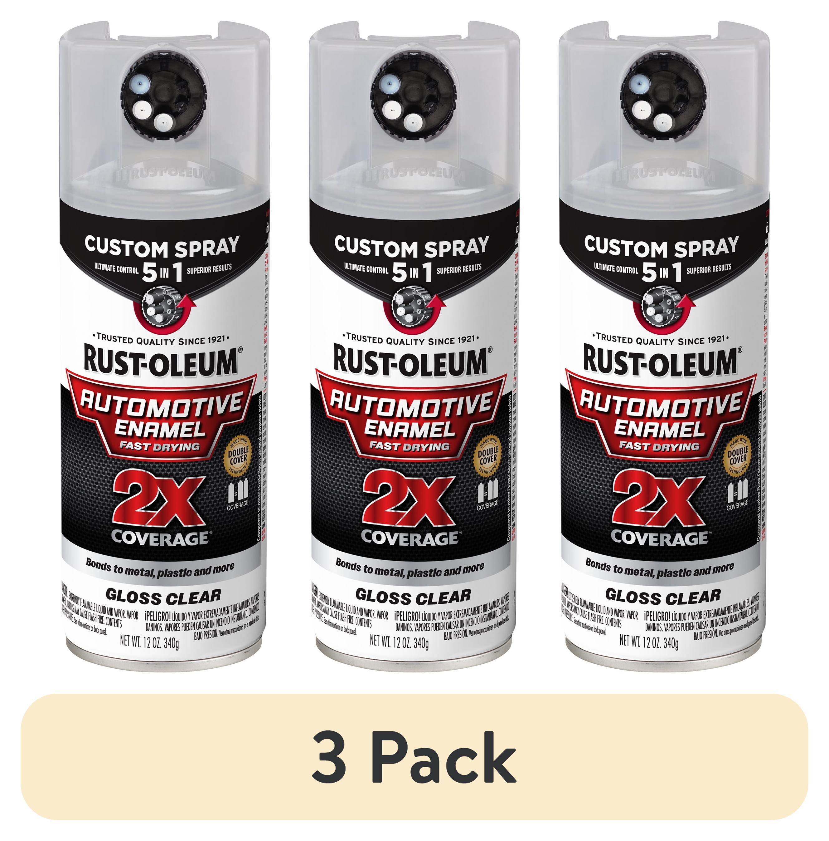(3 pack) Gloss Clear, Rust-Oleum 2X Automotive Enamel 5 in 1 Spray Paint, 12 oz, 394895
