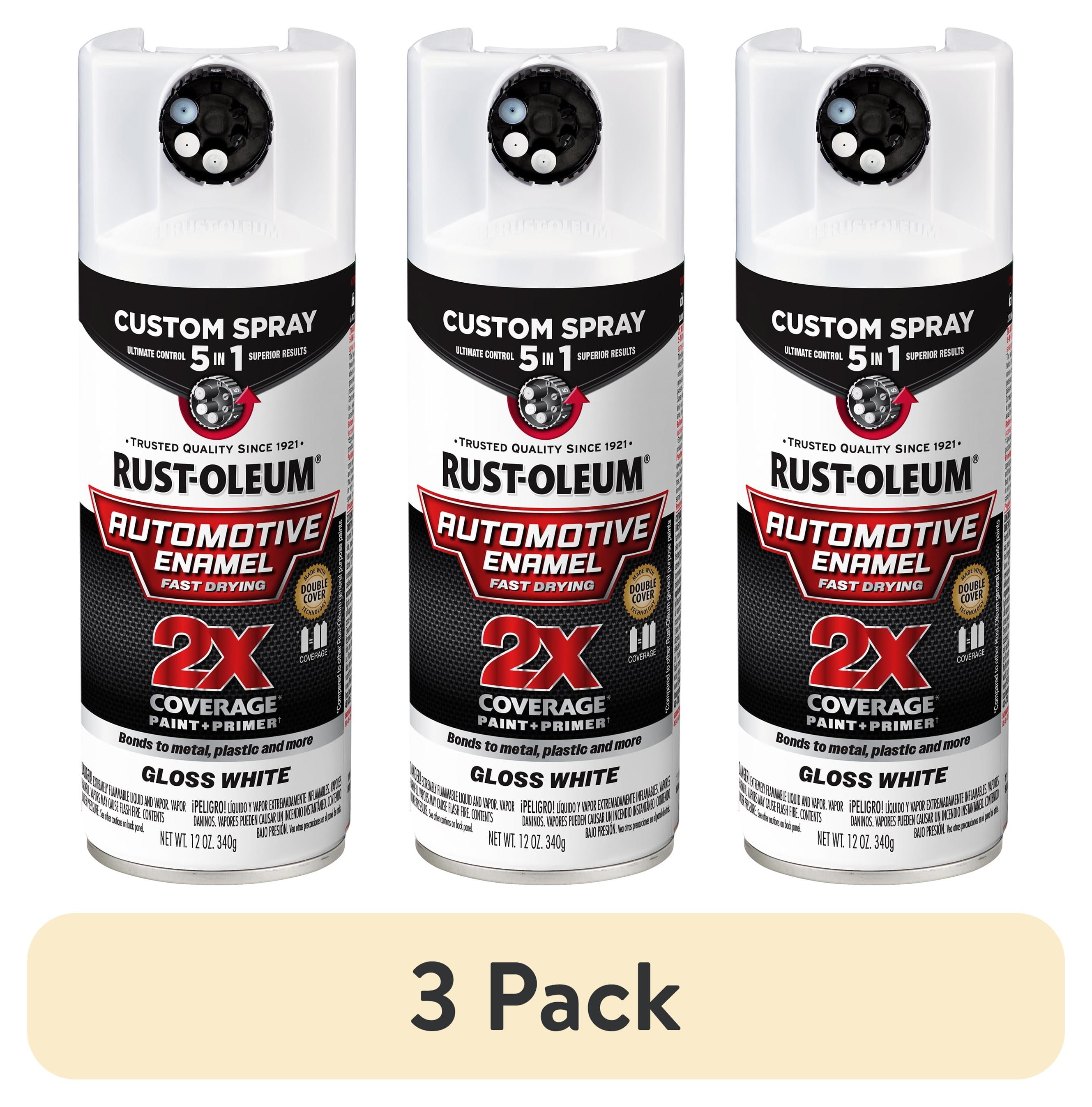 (3 pack) Gloss White, Rust-Oleum Automotive 2X Enamel Paint + Primer, 12oz