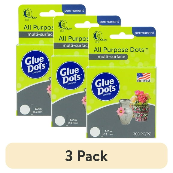 (3 pack) Glue Dots All Purpose Adhesive Roll, 300 Dots