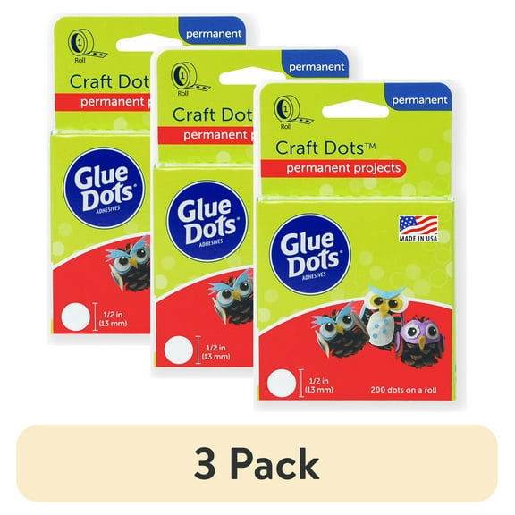 (3 pack) Glue Dots Clear Adhesive Permanent Craft Dots, 200 Dots on a Roll