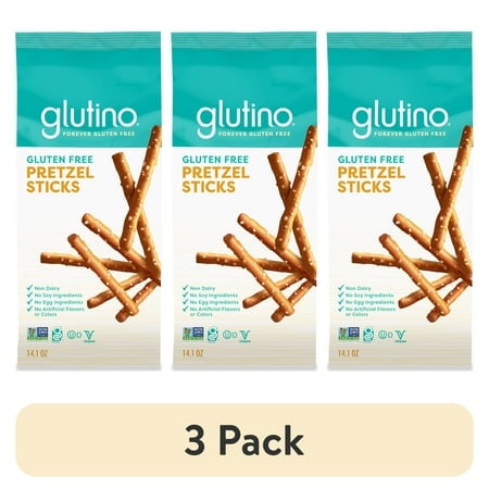 (3 pack) (3 pack) Glutino Gluten Free Pretzel Sticks, Gluten Free Snacks, 14.1 oz