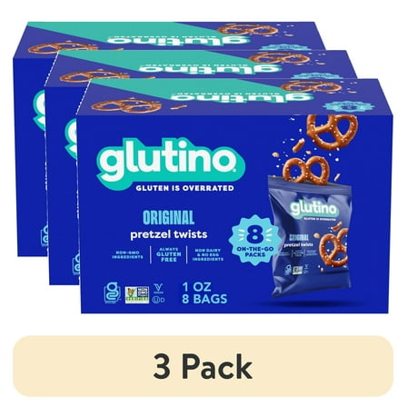 (3 pack) Glutino Gluten Free Pretzel Twists, Gluten Free Snacks, 1 oz 8 Count