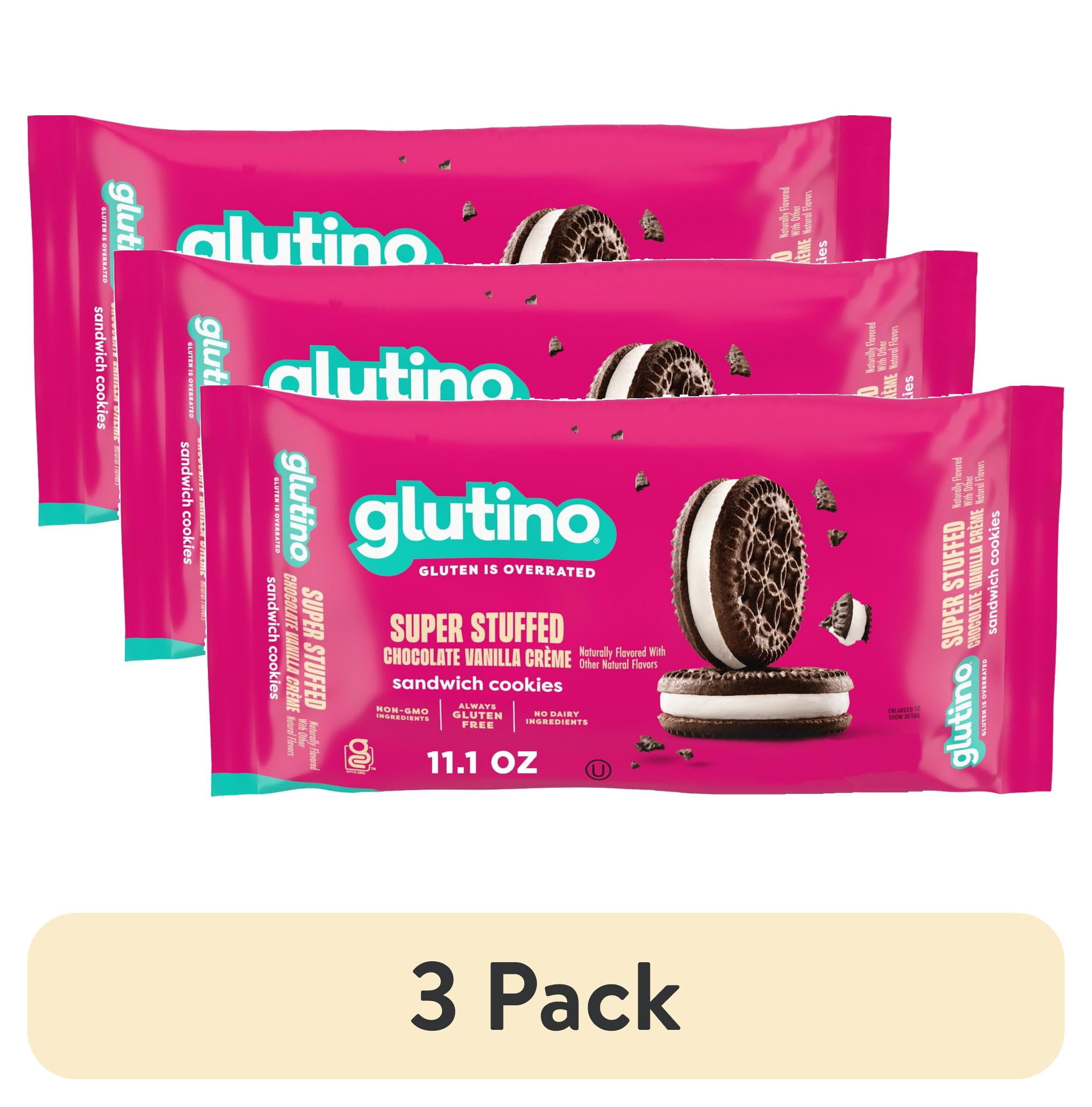 (3 pack) Glutino Gluten Free Super Stuffed Chocolate Vanilla Crème Flvrd Sandwich Cookies, 11.1 oz.