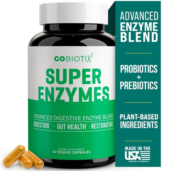 (3 pack) GoBiotix Super Digestive Enzymes with Prebiotics & Probiotics for Men & Women, 60 Capsules for Digestion Support