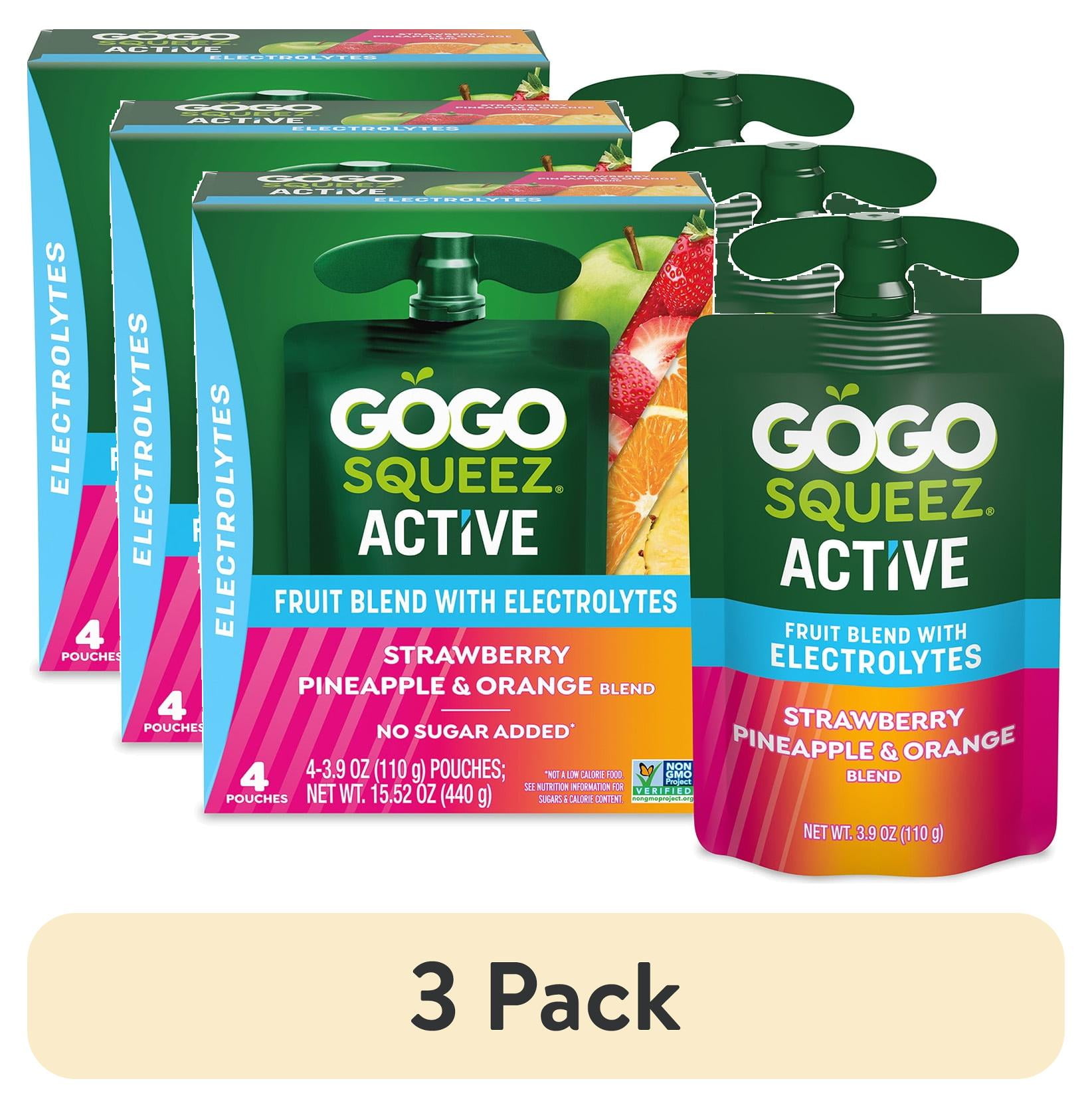 3 pack) GoGo squeeZ Active Electrolyte No Sugar Added Strawberry