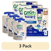 (3 pack) GoGo squeeZ Low Fat Yogurtz Blueberry Yogurt Snack Pouches, 3 oz (4 Pack)