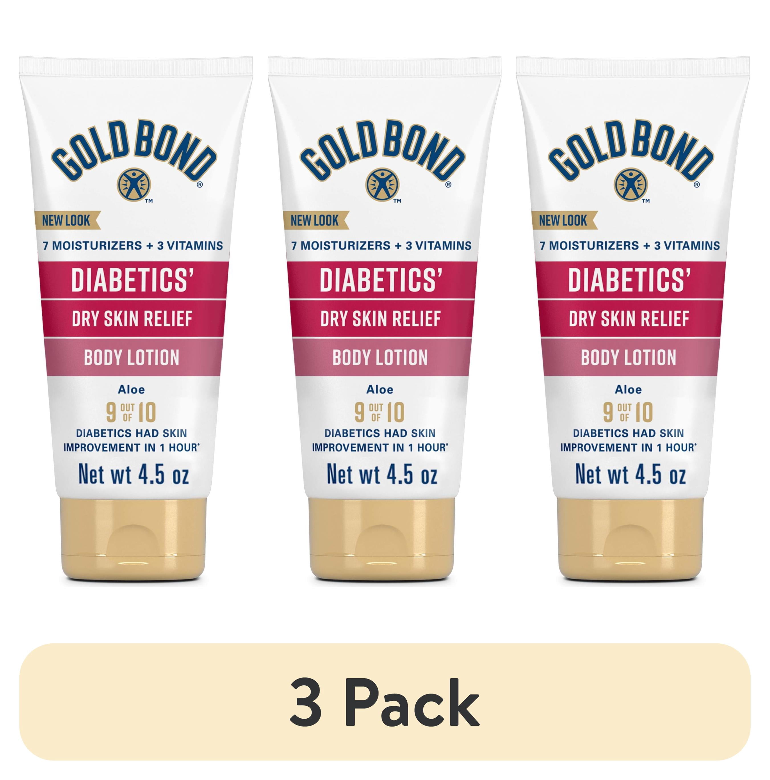 (3 pack) Gold Bond Diabetic Body Lotion, Dry Skin Relief with Vitamin E & Aloe to Soothe and Moisturize Flaky, Rough Skin, 4.5 oz