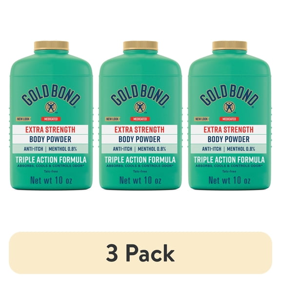 (3 pack) Gold Bond Body Powder, Medicated Extra Strength, 10oz Bottle