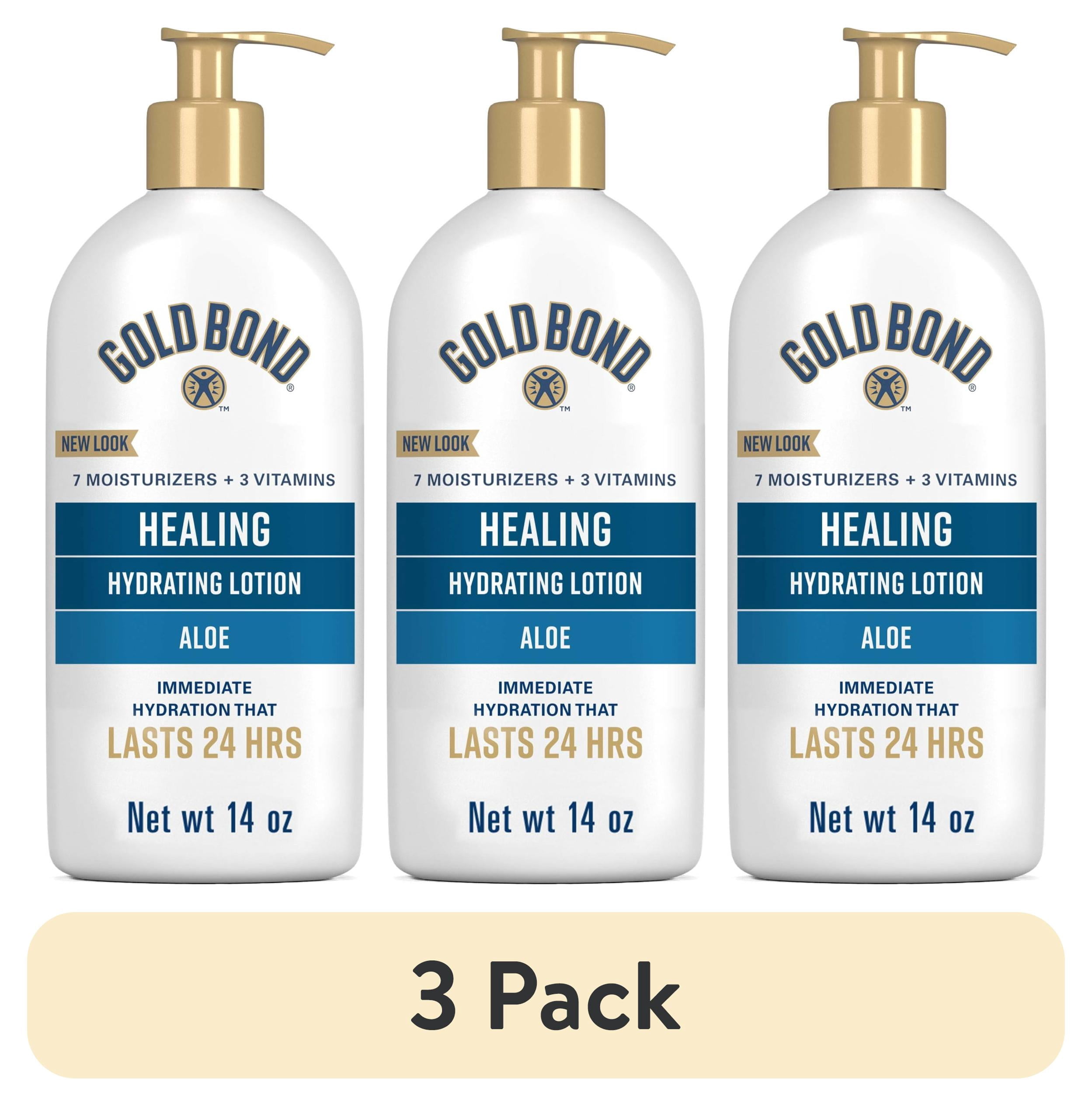 (3 pack) Gold Bond Healing Hydrating Lotion, 14 oz., Body Lotion With Aloe, Moisturizes, Immediate 24-Hour Hydration