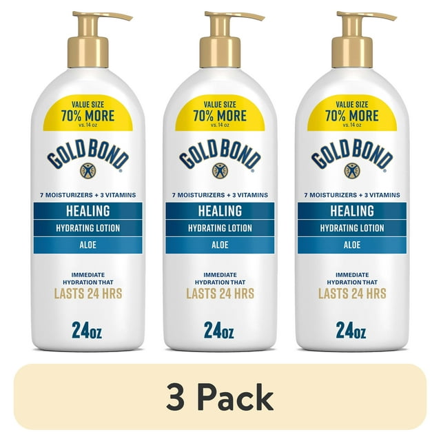 (3 pack) Gold Bond Healing Hydrating Hand and Body Lotion & Cream for Dry Skin with Aloe, Value Size 24 oz.