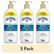 (3 pack) Gold Bond Healing Hydrating Body Lotion with Aloe, Moisturizer for Dry to Extra Dry Skin, 24-HR Hydration to Soothe & Comfort, Non-Greasy, Dermatologist-Tested, Light Scent, 24 Oz Family Size Pump