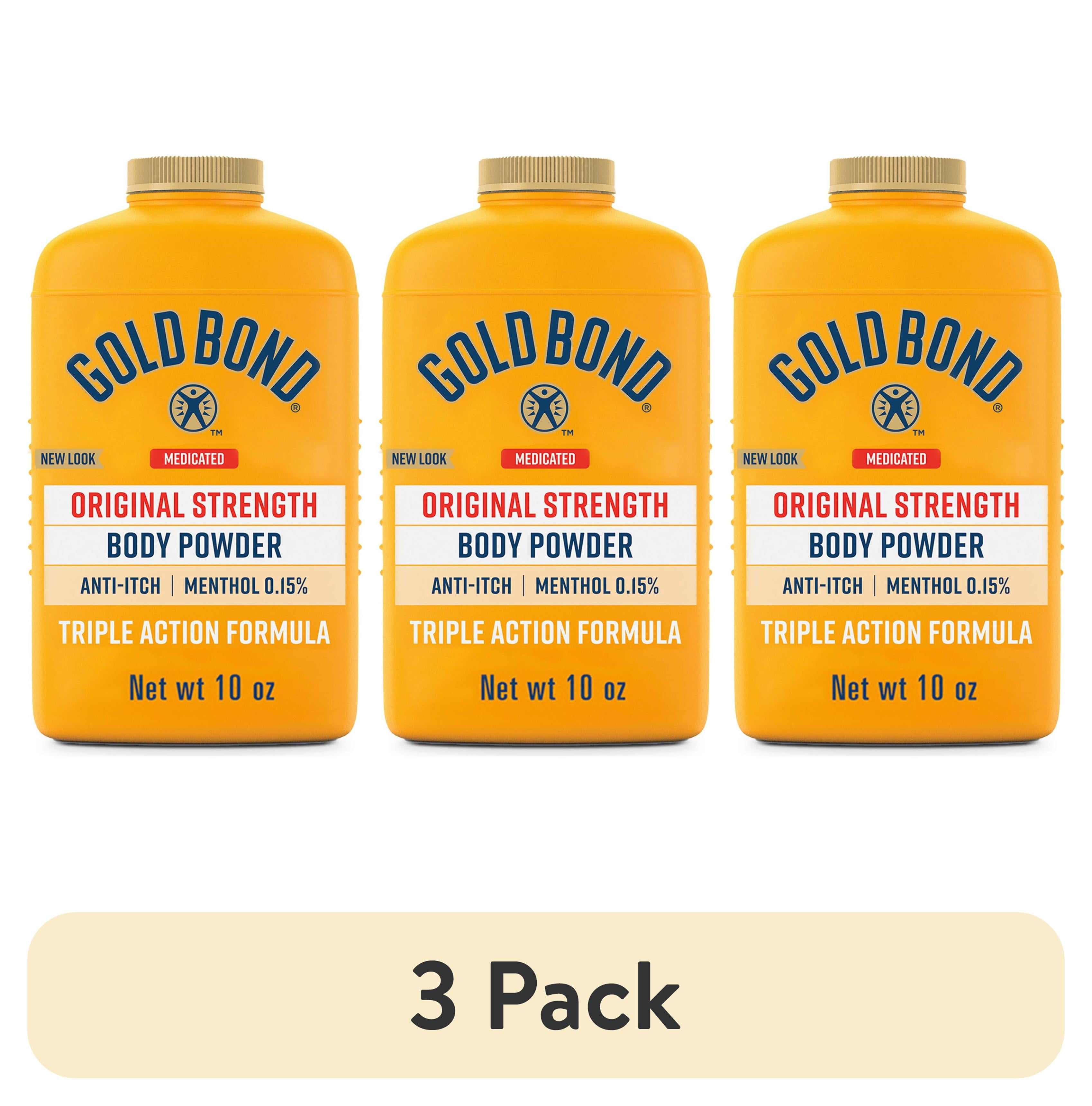 (3 pack) Gold Bond Medicated Body Powder, Talc Free Body Powder for Women and Men, Anti-Itch, Absorbs and Cools - 10 oz