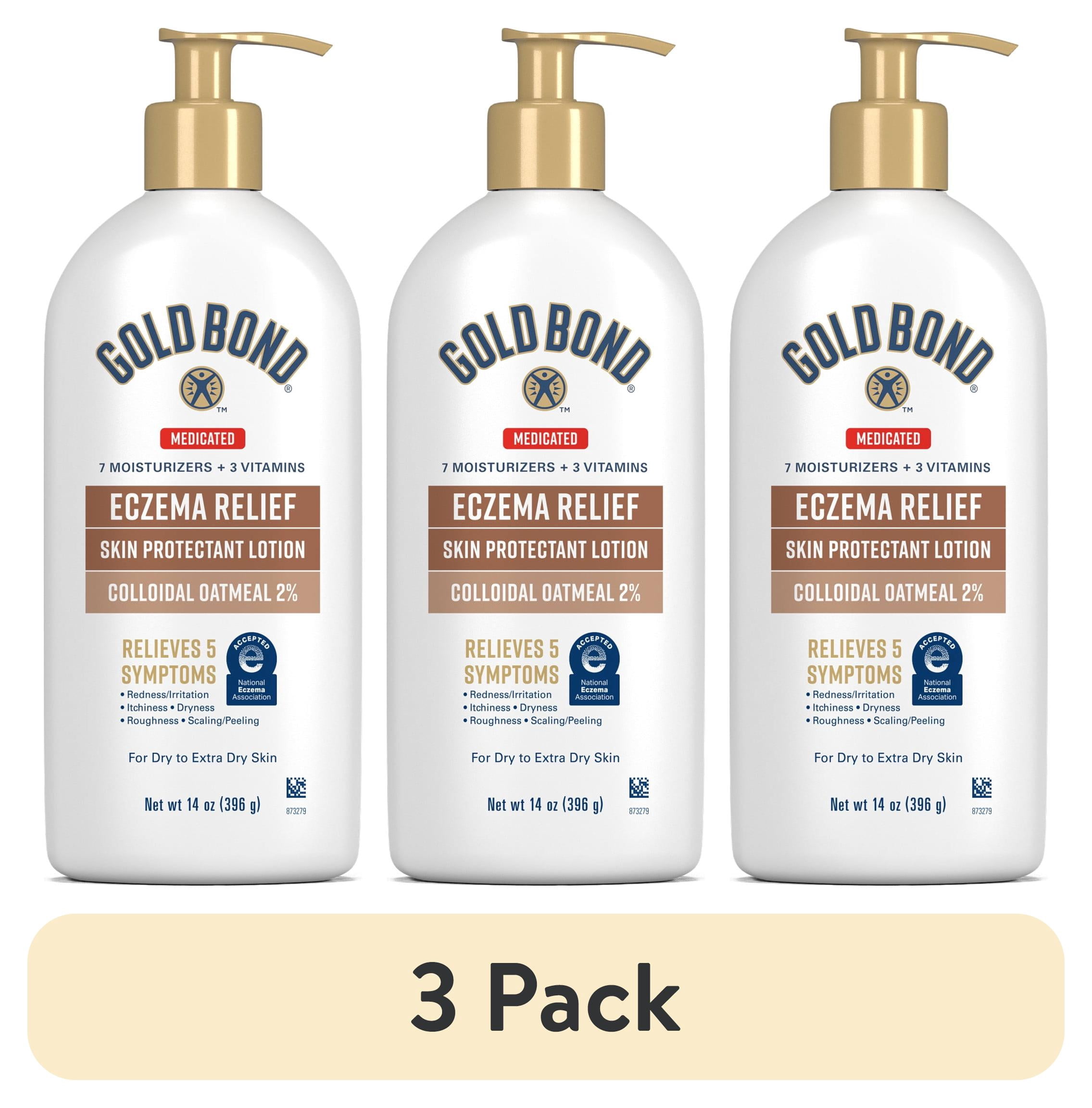 (3 pack) Gold Bond Medicated Eczema Relief Skin Protectant Lotion, 14 oz., Gold Bond Lotion With 2% Colloidal Oatmeal