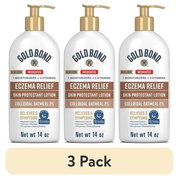 (3 pack) Gold Bond Medicated Eczema Relief Body Lotion, Extra Strength Moisturizer for Dry Skin, 14 oz
