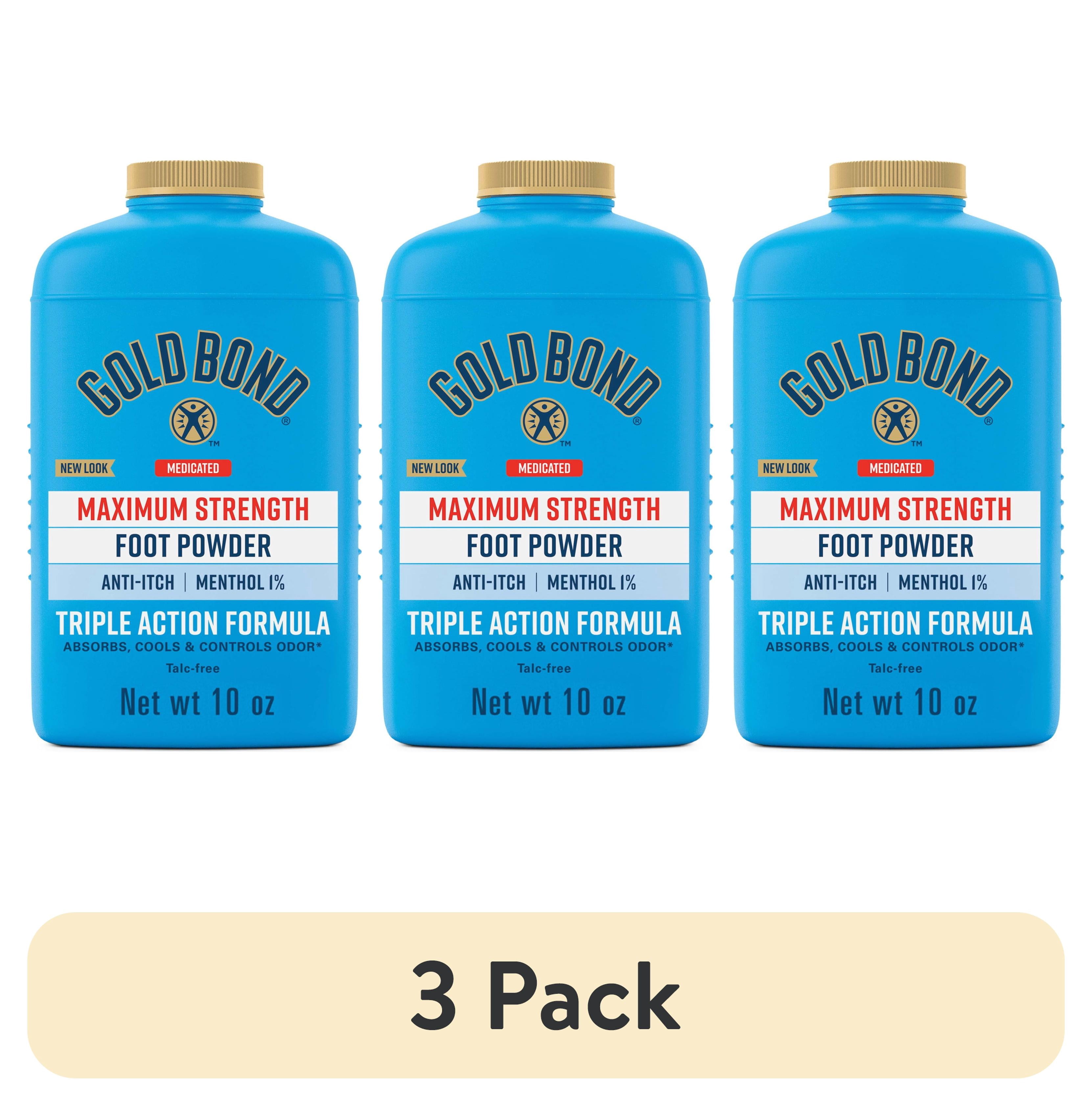 (3 pack) Gold Bond Medicated Talc Free Foot Powder 10 oz., Maximum Strength Odor Control & Itch Relief