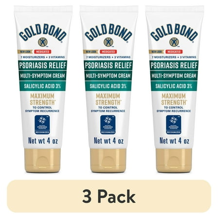 (3 pack) Gold Bond Psoriasis Multi-Symptom Relief Hand and Body Lotion & Cream for Itchy, Dry Skin with 3% Salicylic Acid, 4 oz.
