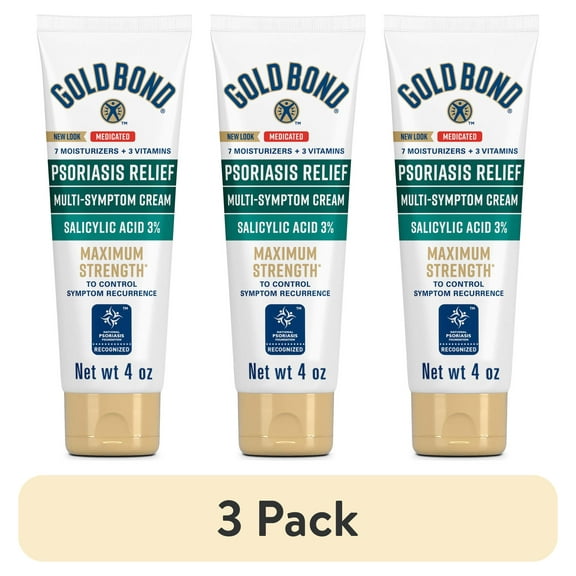 (3 pack) Gold Bond Psoriasis Multi-Symptom Relief Hand and Body Lotion & Cream for Itchy, Dry Skin with 3% Salicylic Acid, 4 oz.