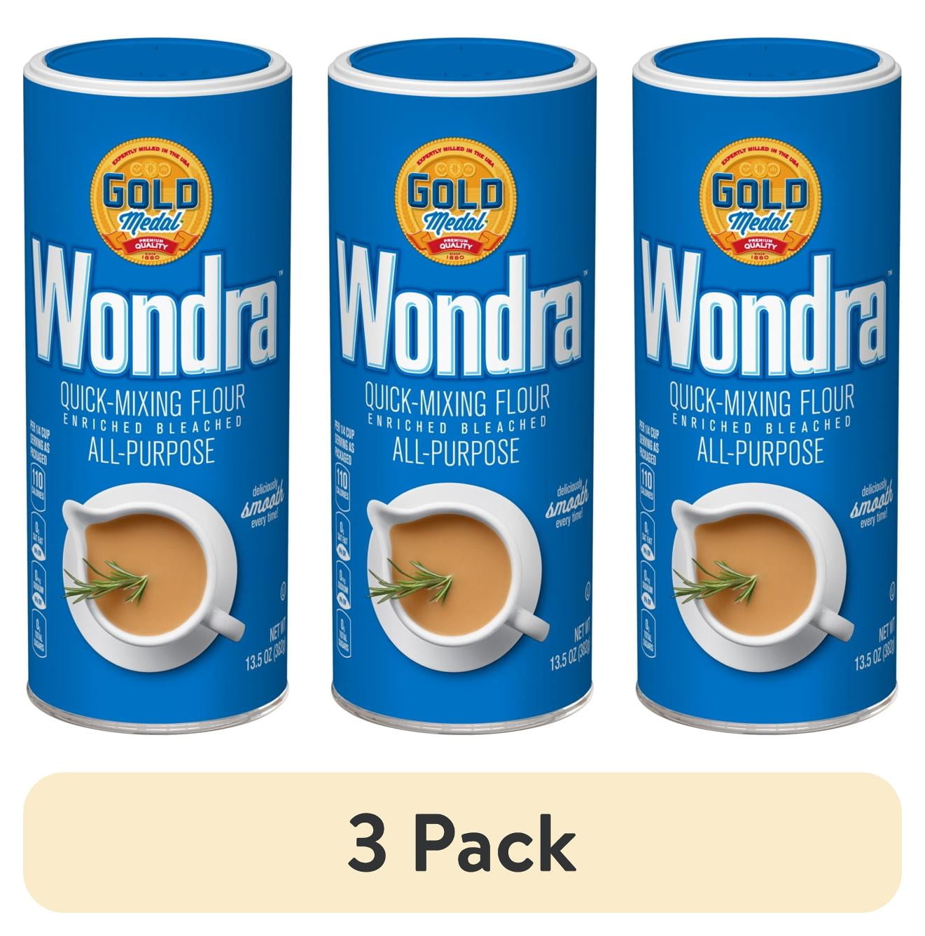 3 pack) Gold Medal Wondra Quick Mixing All Purpose Flour, 13.5 oz