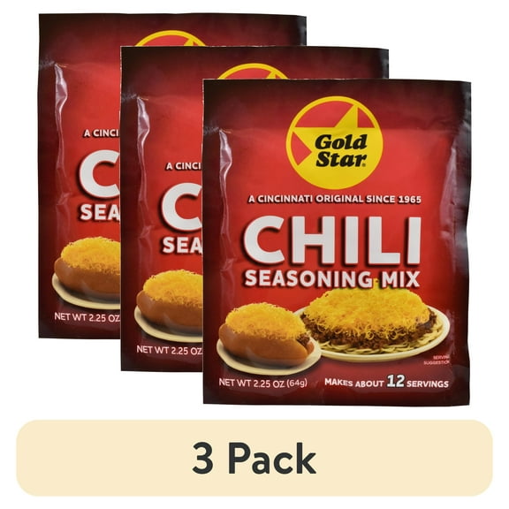 (3 pack) Gold Star Chili Seasoning Packet, 2.25oz