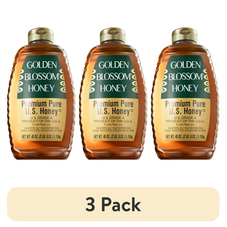 (3 pack) Golden Blossom Pure US Honey Blend, Product of USA, Grade A, Premium,40 oz Plastic Bottle