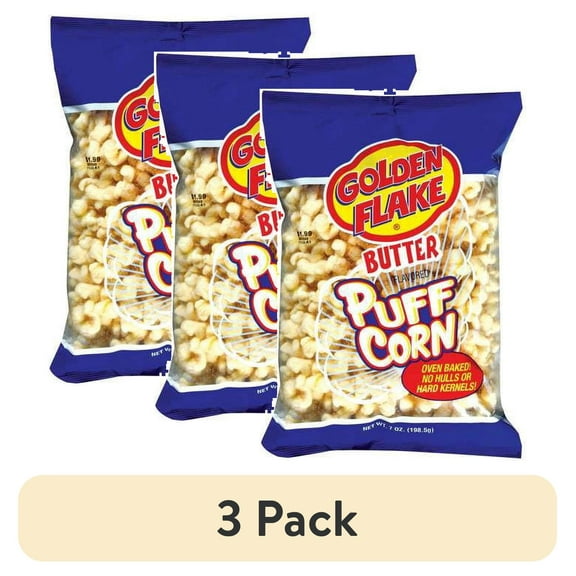 (3 pack) Golden Flake Butter Puffcorn, 6 oz.
