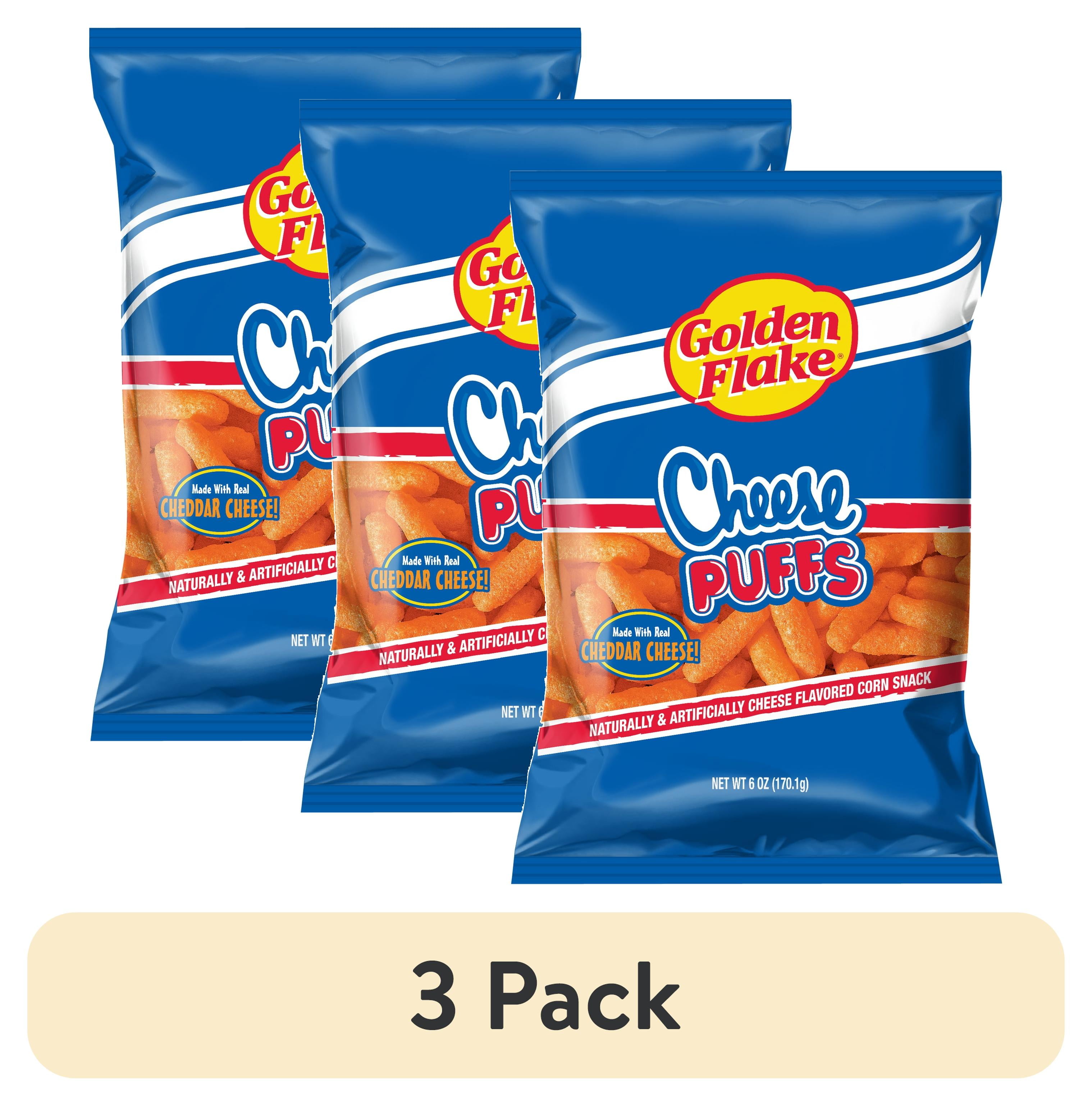 (3 pack) Golden Flake Baked Cheese Flavored Puffs, .6 oz
