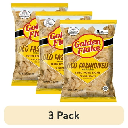 (3 pack) 4.5 oz Golden Flake Old Fashioned Pork Skins