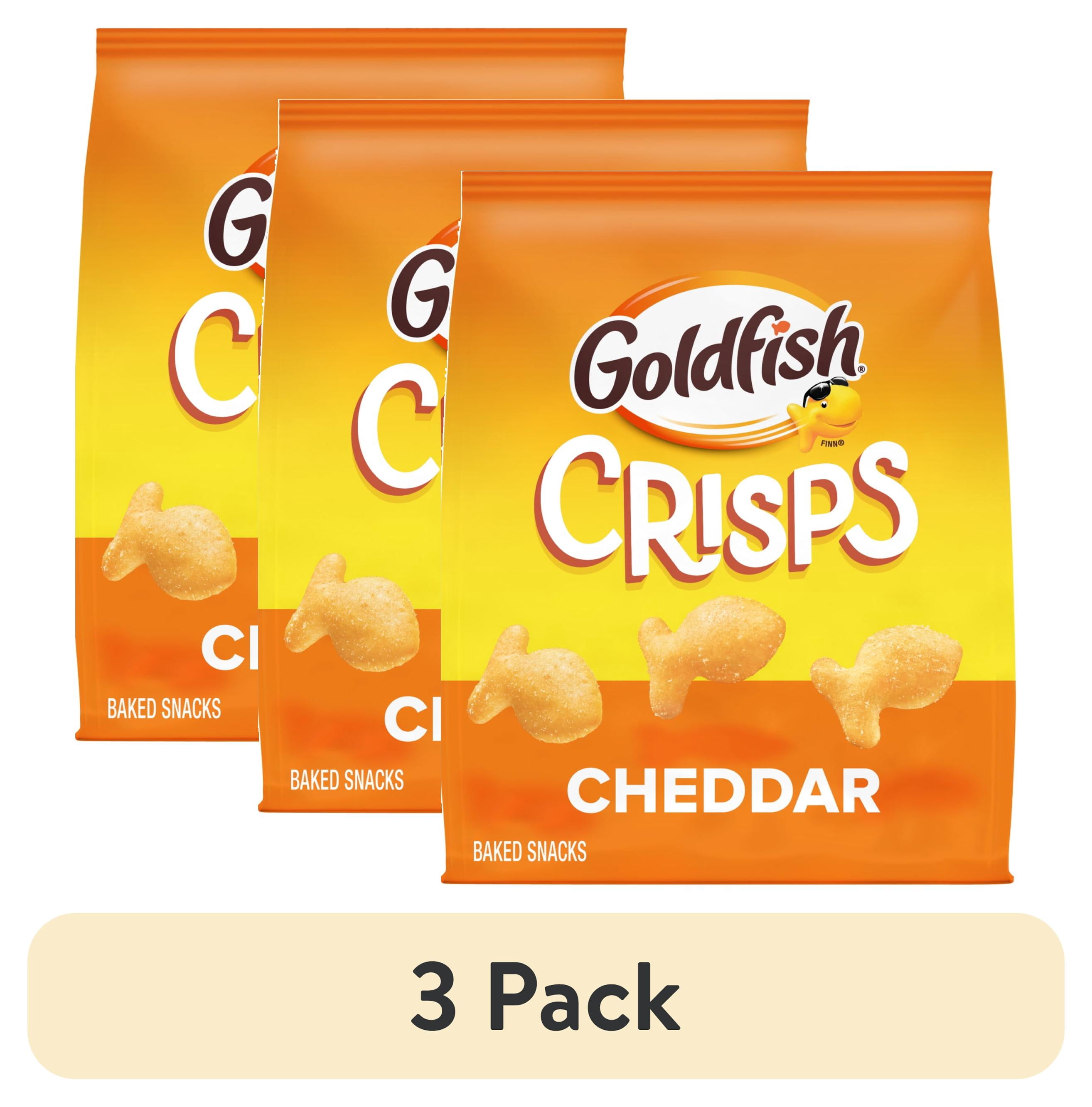 (3 pack) Goldfish Crisps Cheddar Cheese Baked Chip Crackers, 6.25 oz Bag