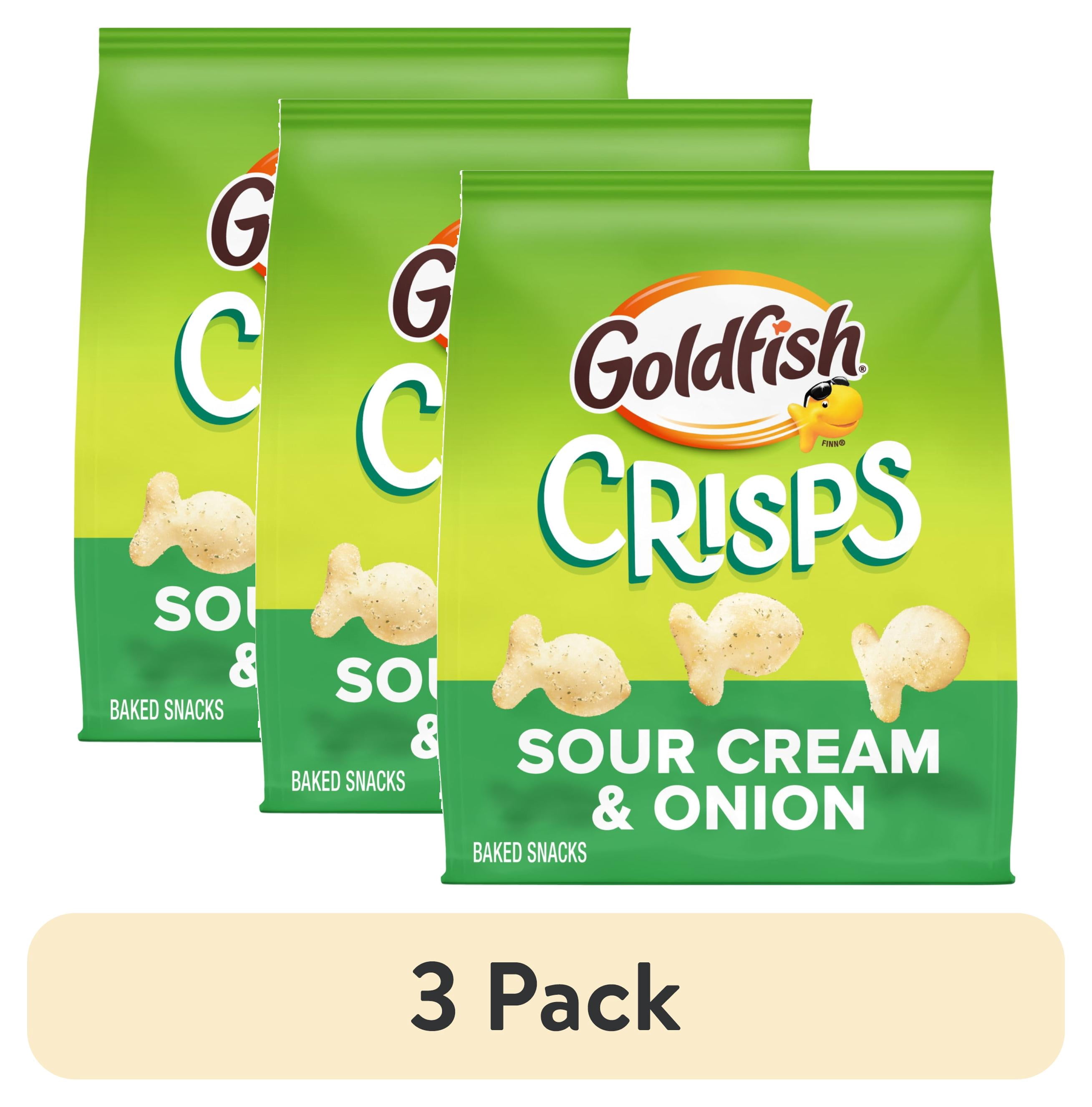 (3 pack) Goldfish Crisps Sour Cream & Onion Baked Chip Crackers, 6.25 oz Bag