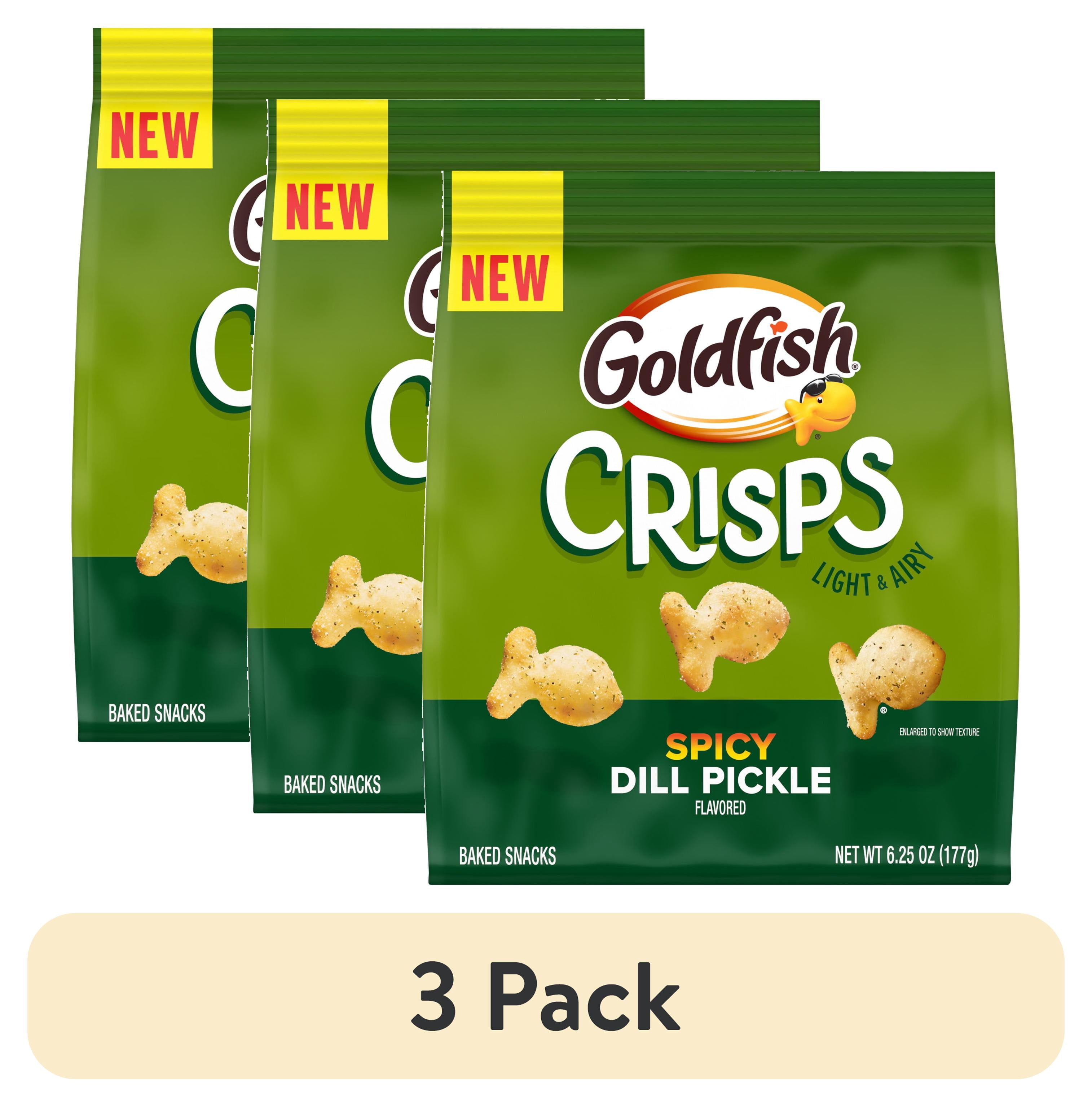 (3 pack) Goldfish Crisps Spicy Dill Pickle Flavored Baked Chip Crackers, 6.25 oz Bag