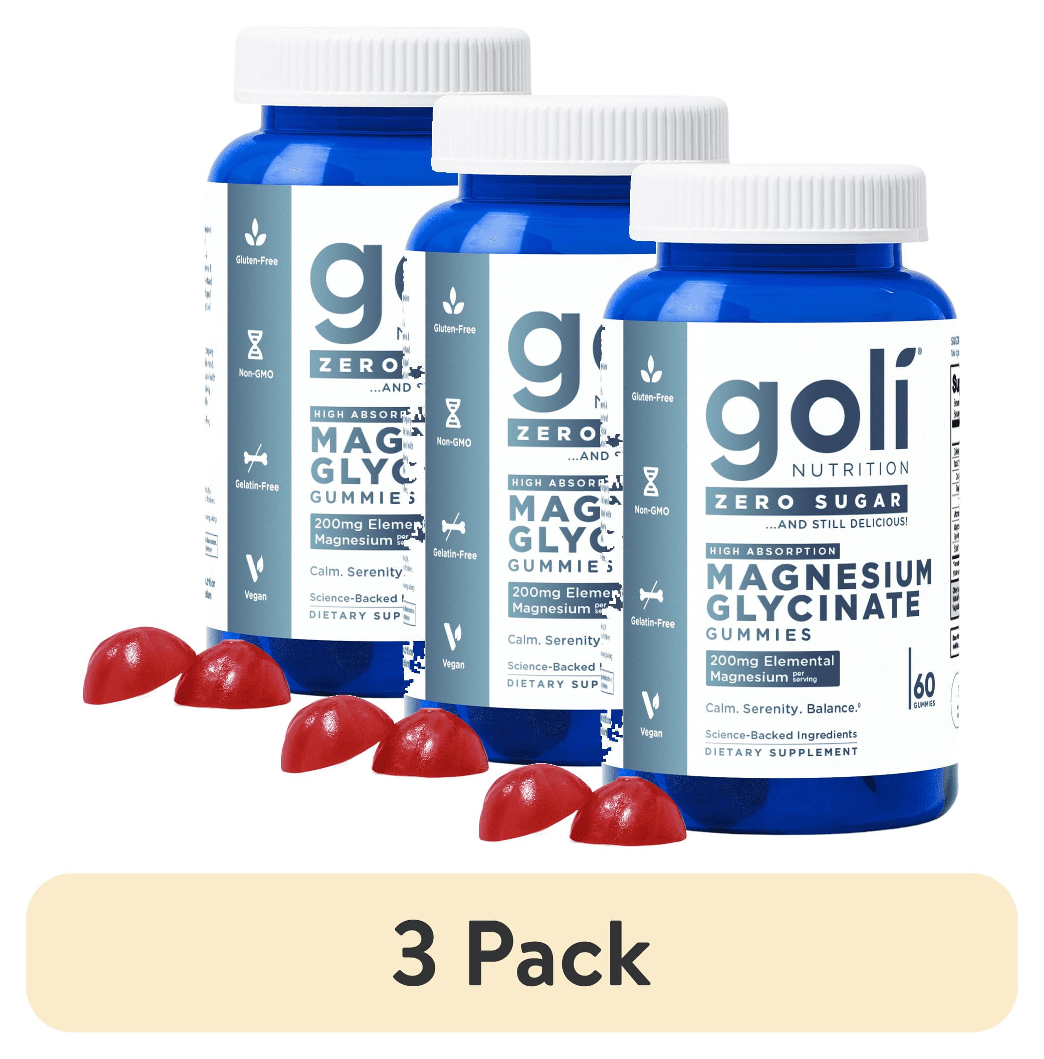 (3 pack) Goli Nutrition Magnesium Zero Sugar Gummies, 60 Count