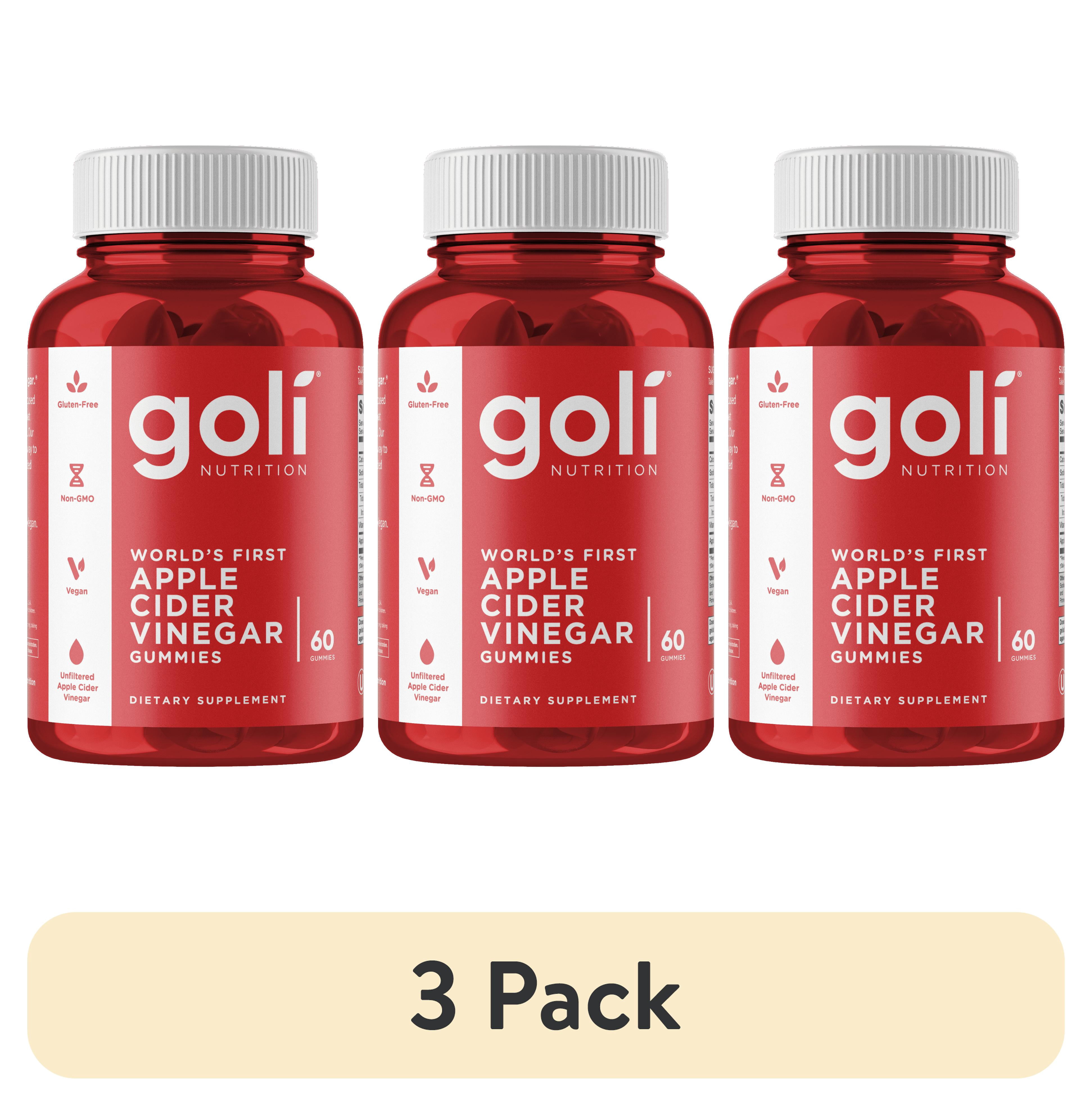 (3 pack) Goli Nutrition Apple Cider Vinegar Vegan Gummies, 60 Count