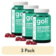 3 pack Goli Nutrition Pre+Post+ Probiotic Gummies, 60 Count