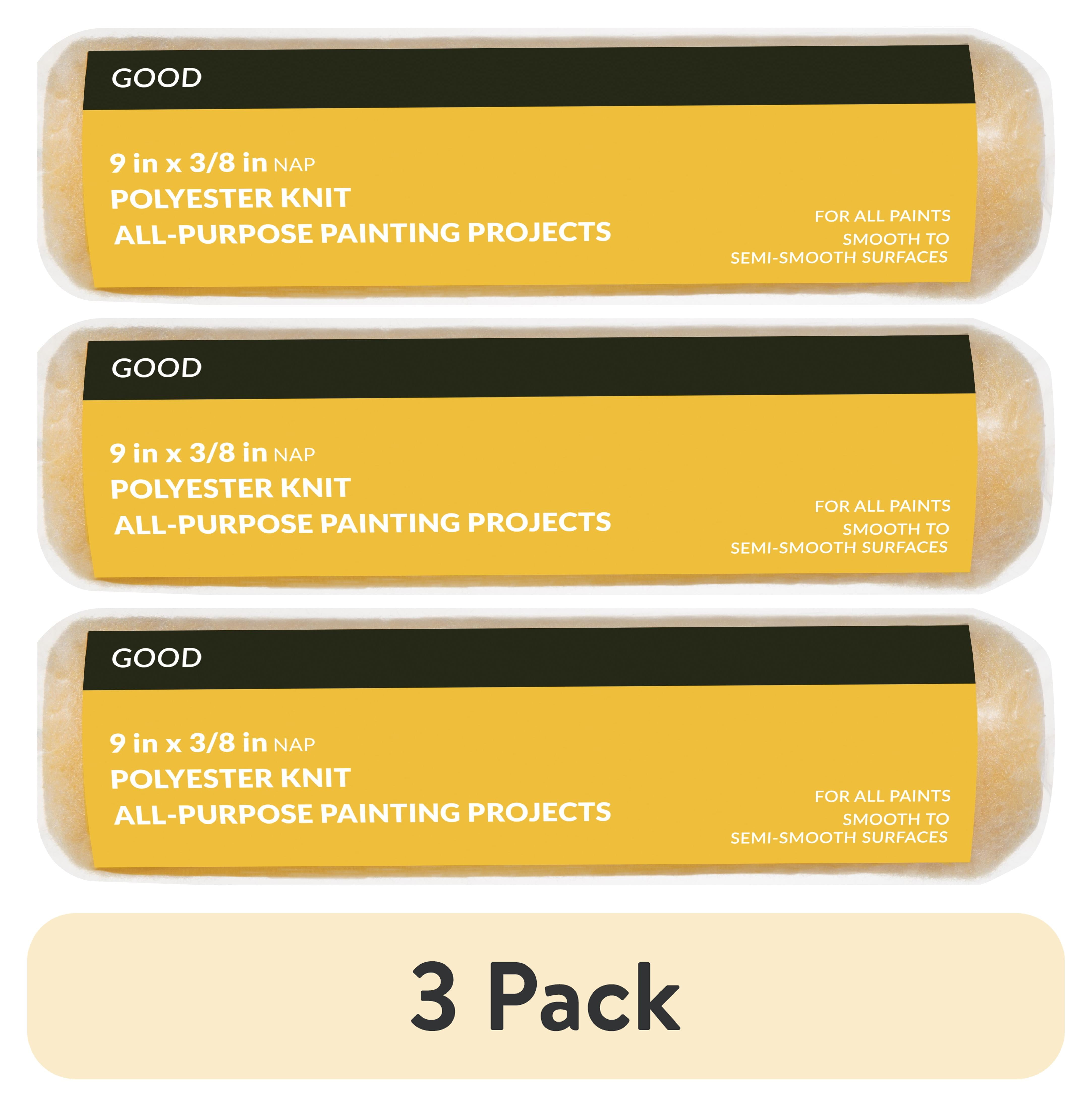 (3 pack) Good 9 x 3/8 in. Knit Polyester Roller Cover