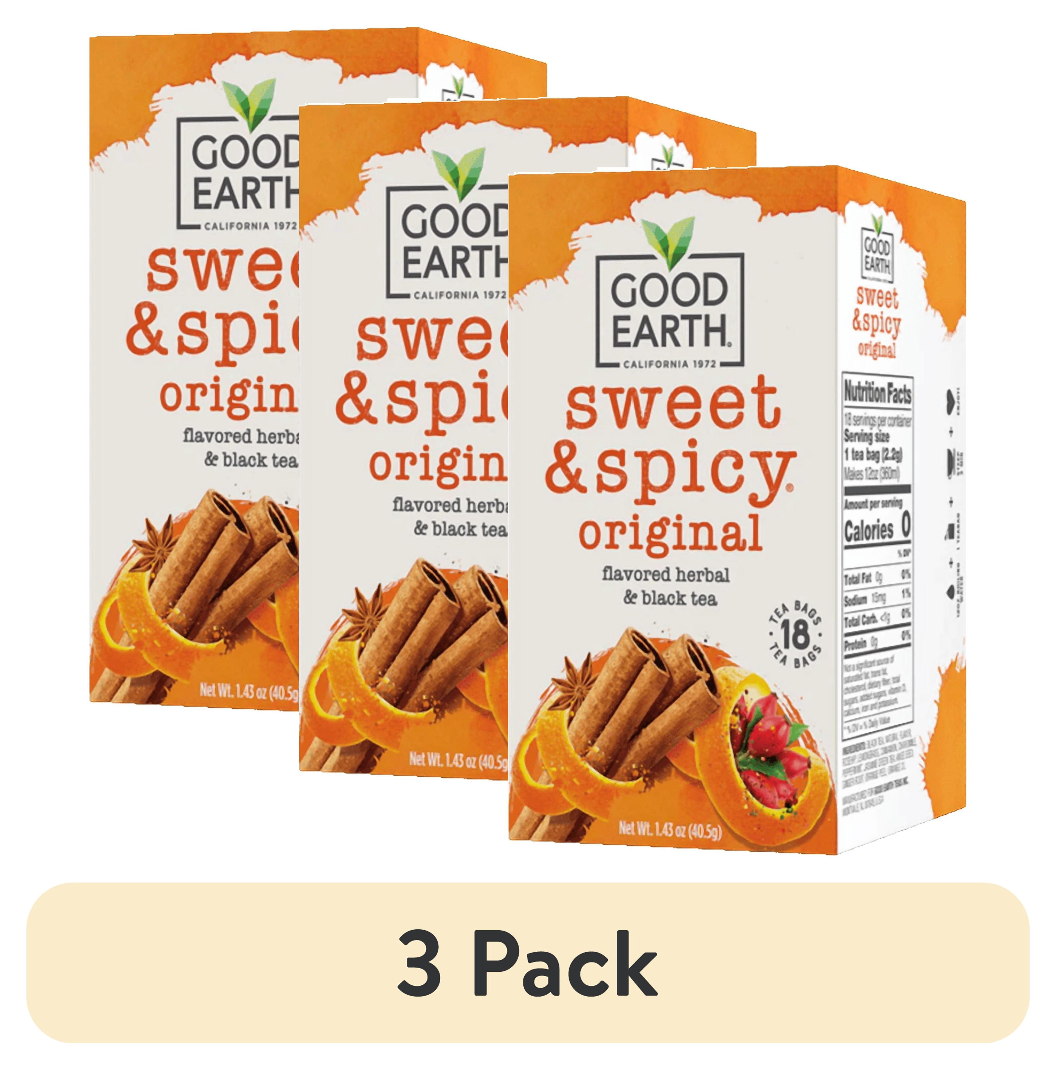 (3 pack) Good Earth, Sweet & Spicy, Herbal Black Tea, Tea Bags, 18 Count