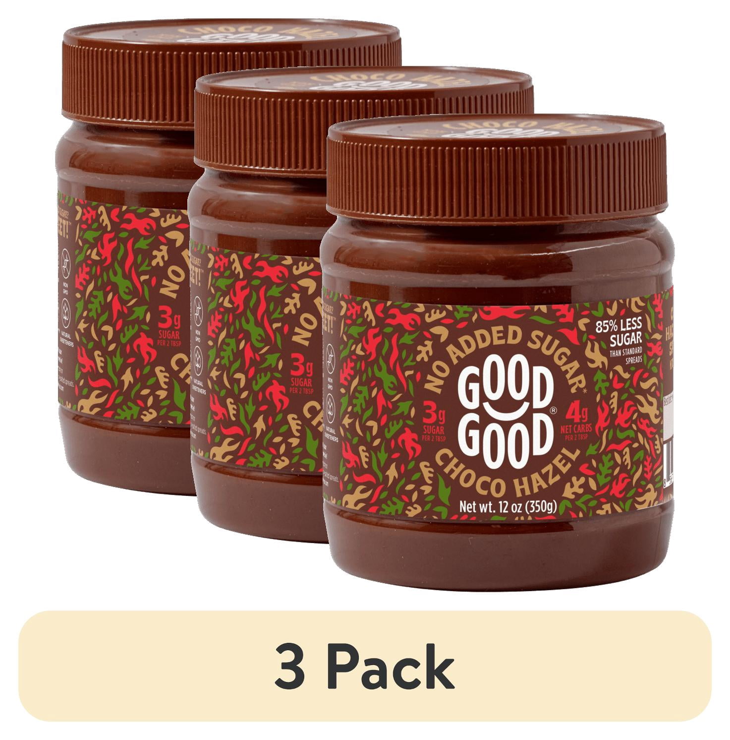 (3 pack) GOOD GOOD Choco Hazelnut Spread with Cocoa, No Added Sugar, 12 oz