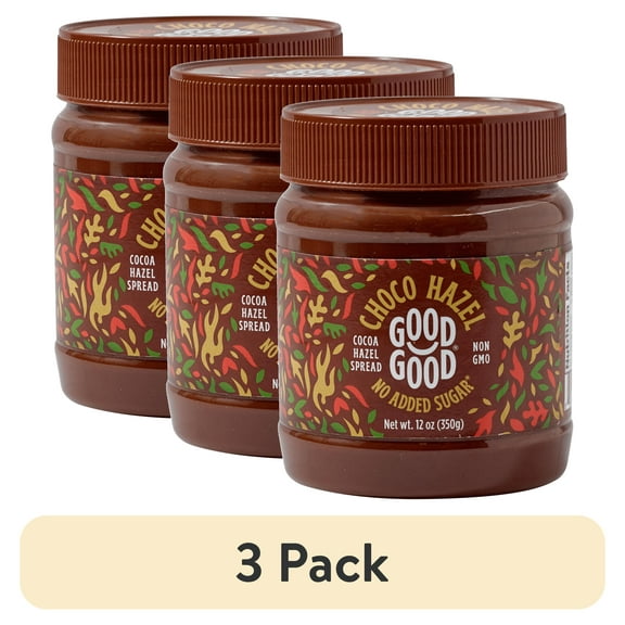 (3 pack) GOOD GOOD Choco Hazelnut Spread with Cocoa, 12oz Jar