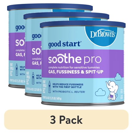 (3 pack) Good Start Dr. Brown's Soothe Pro Baby Formula for Sensitive Tummies, 19.4 oz