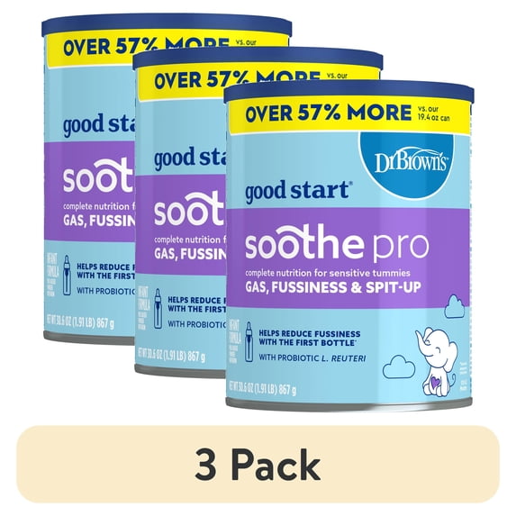 (3 pack) Good Start Dr. Brown's Soothe Pro Baby Formula, 30.6 oz