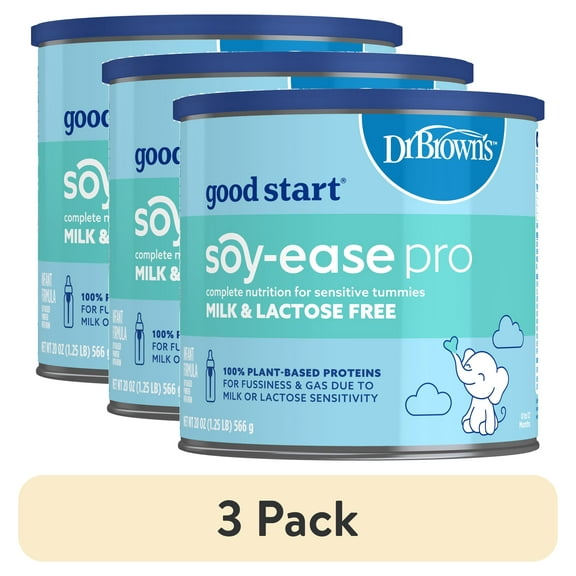 (3 pack) Good Start Dr. Brown's Soy-Ease Pro, Lactose-Free Baby Formula, 20 oz