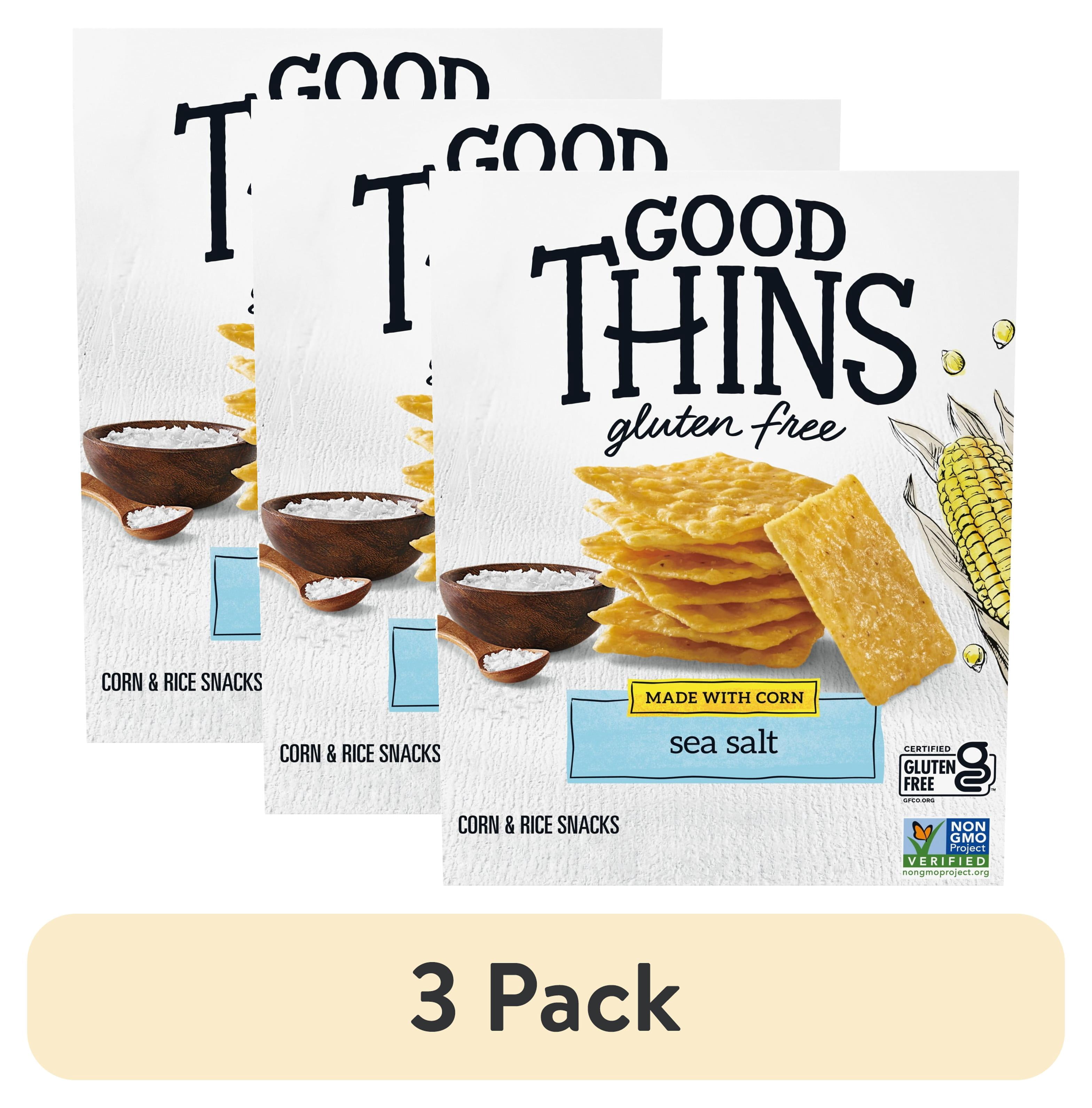 (3 pack) GOOD THINS Sea Salt Corn Snacks Gluten Free Crackers, Snack Crackers, 3.5 oz