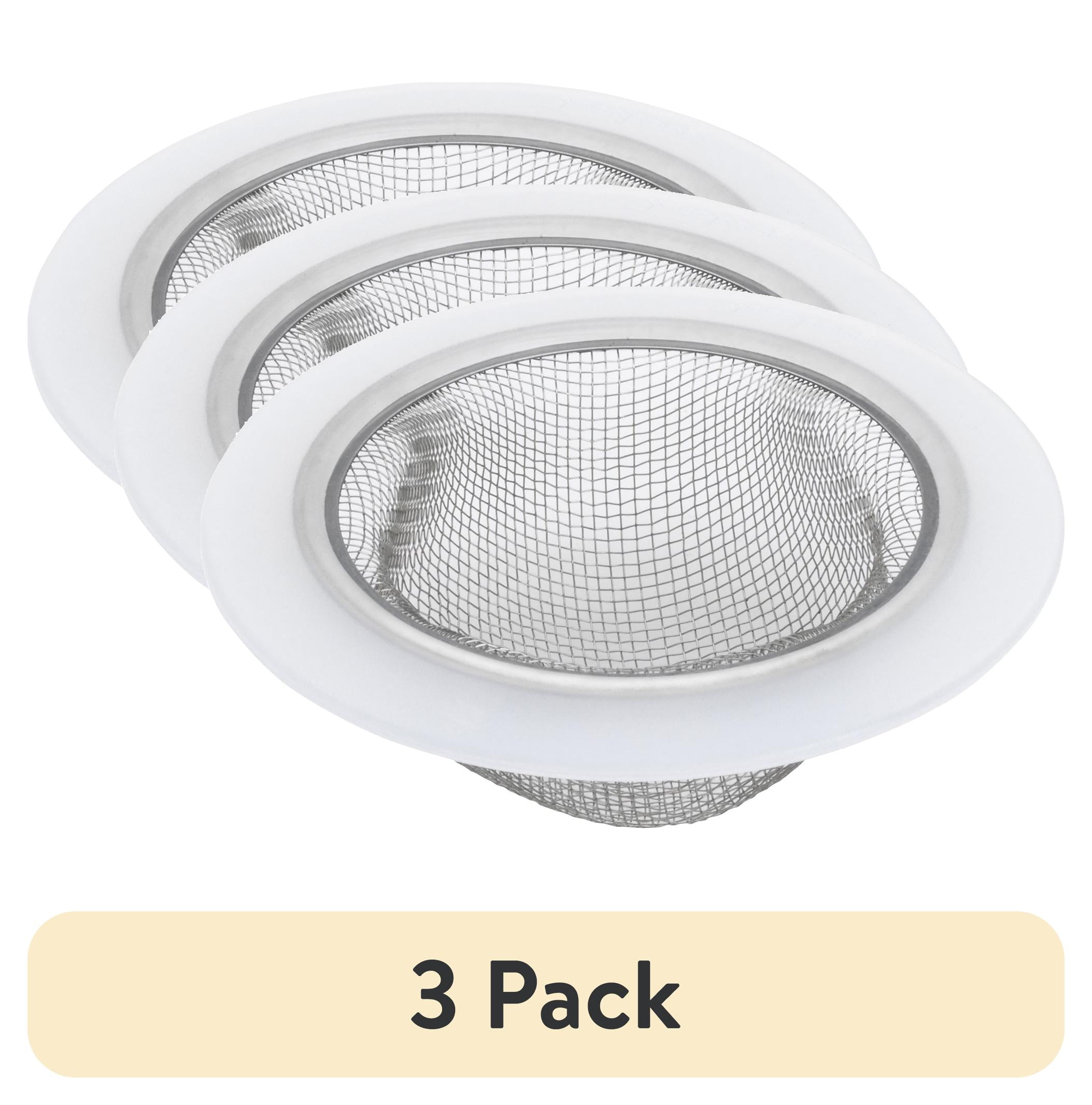 (3 pack) Kitchen Sink Drain Strainer, Mesh 4-3/8", Stainless Steel, Silver, Standard, GoodCook