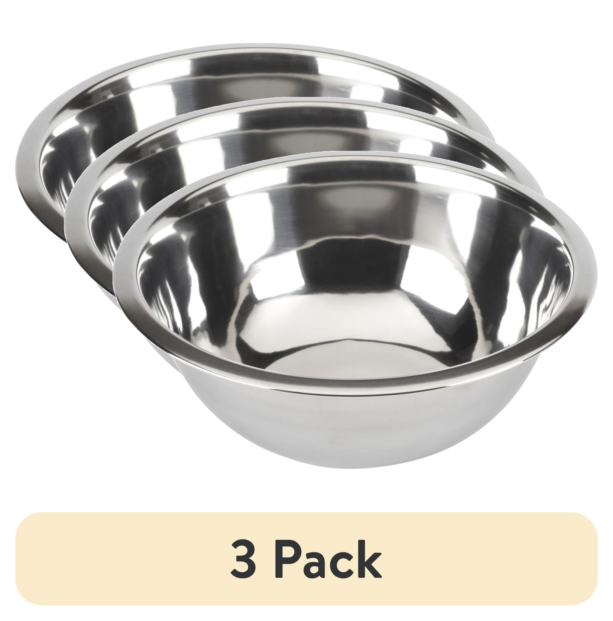 (3 pack) GoodCook 4 Quart Stainless Steel Mixing Bowl