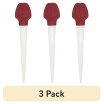 (3 pack) Turkey Baster with Lay-Flat Bulb 11.5", Plastic, Clear/Red, BPA-Free, GoodCook
